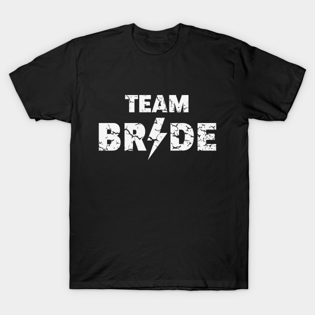 Team Bride Rocks (Hen Night / Bachelorette Party / Heavy Metal / Vintage / White) T-Shirt by MrFaulbaum